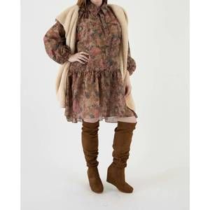 NEW SANTE GRACE sarah cotton voile tunic dress in bright cognac